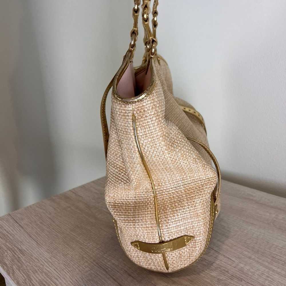 Cole Haan woven Raffia straw shoulder bag with go… - image 8