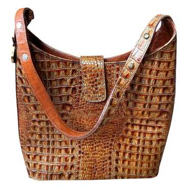 BRAHMIN Croc Embossed Toasted Almond Leather Shou… - image 1