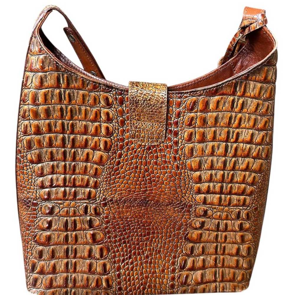 BRAHMIN Croc Embossed Toasted Almond Leather Shou… - image 3