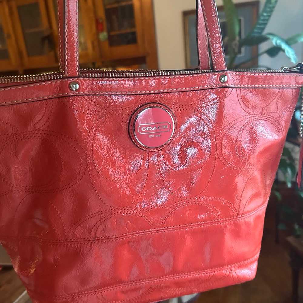 Vintage Coach Purse Handbag Coral - image 3