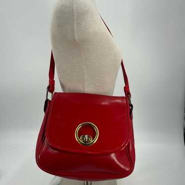 Vintage red faux leather shoulder bag