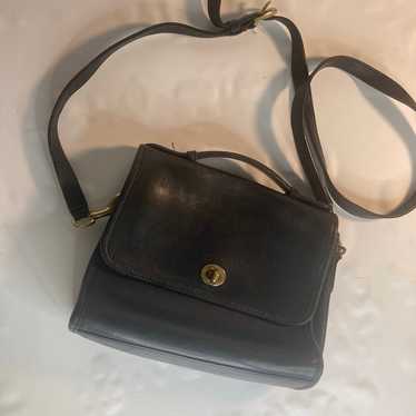 Coach shoulder vintage Crossbody bag leather Blac… - image 1