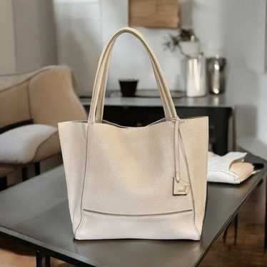 LARGE BOTKIER BEIGE GENUINE LEATHER  DECOR TOTE SH