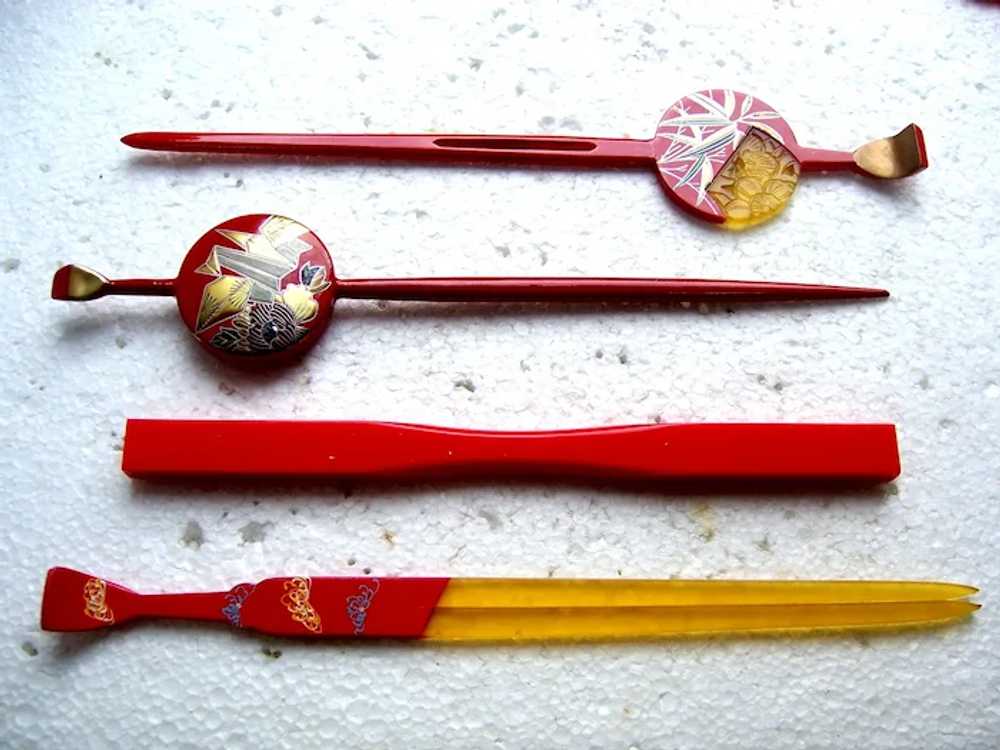 Set of six vintage Japanese kanzashi hair pins an… - image 2