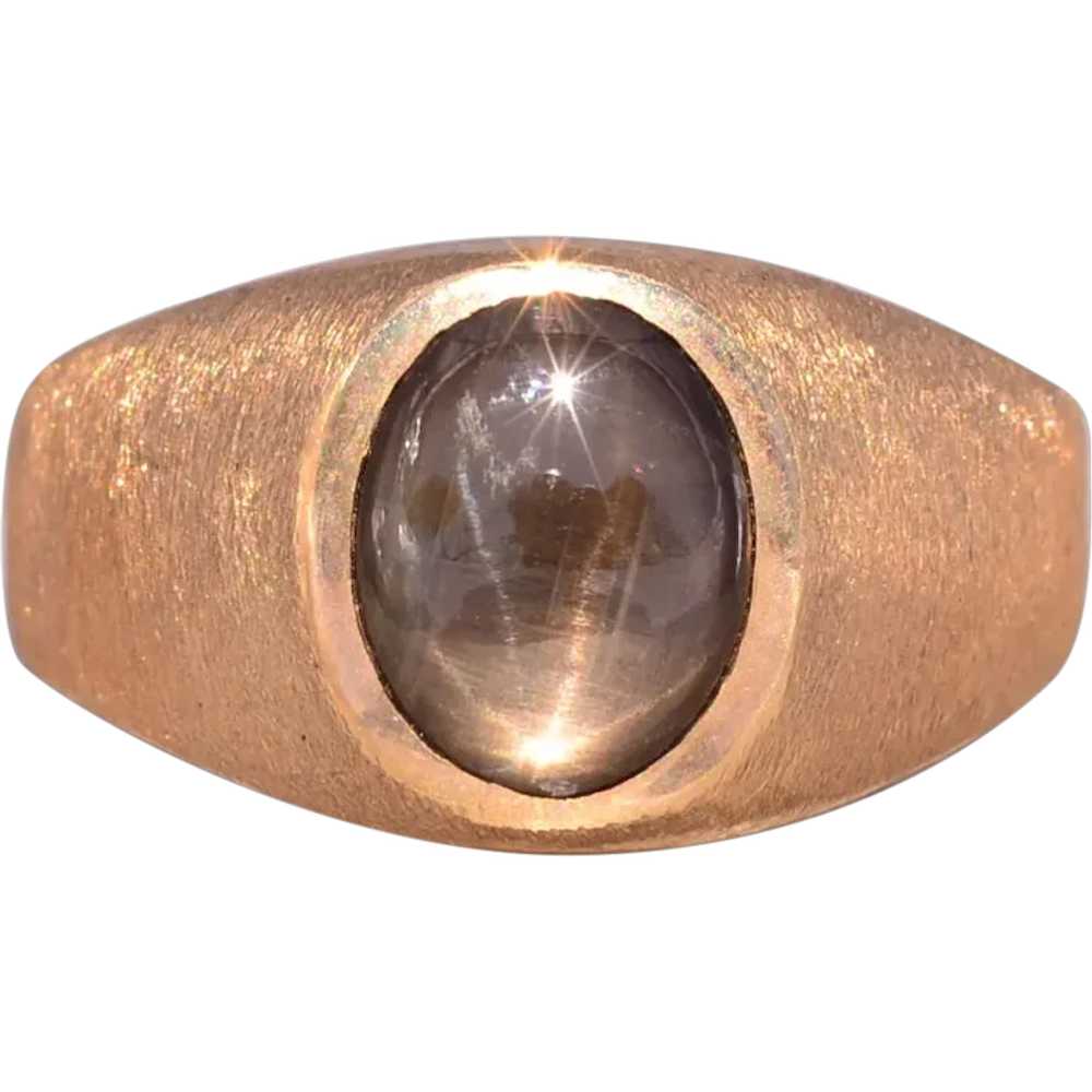 Black Star Sapphire Ring in Yellow Gold - image 1