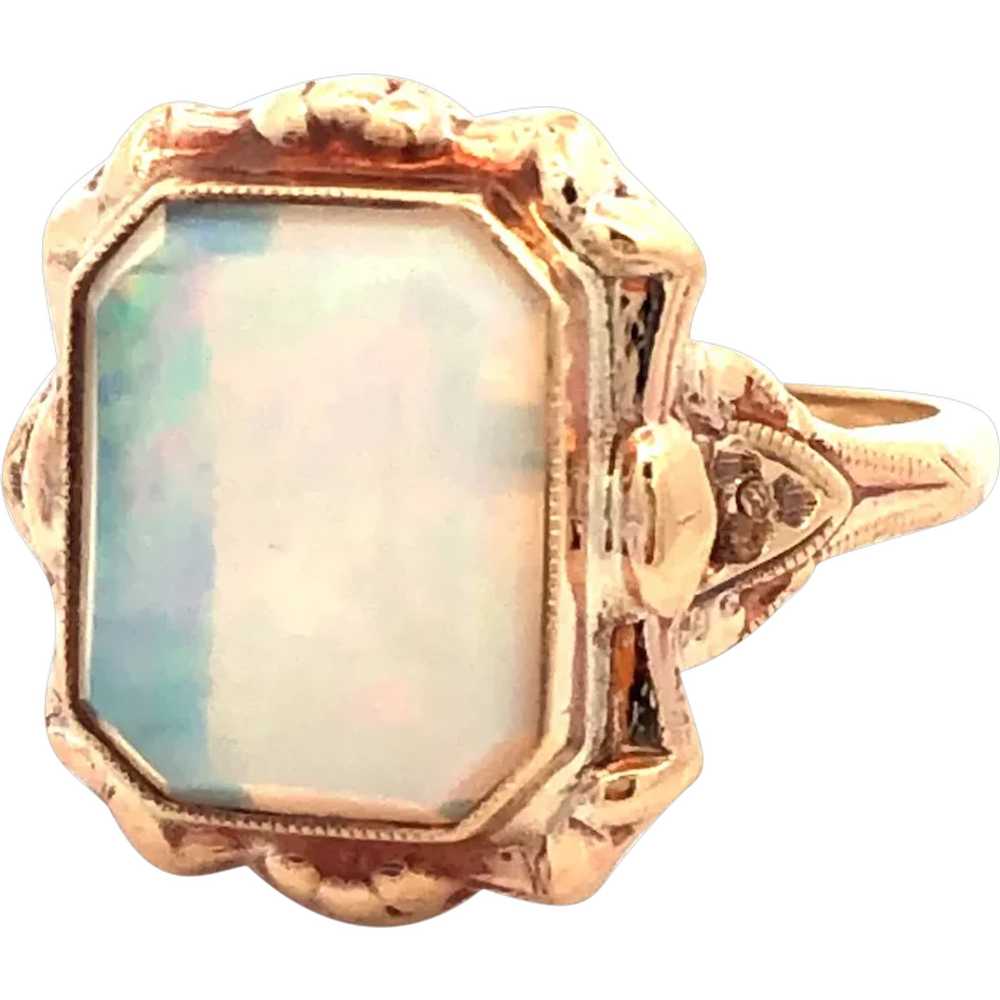 Estate 1940's Opal ring in 10K yellow gold - image 1