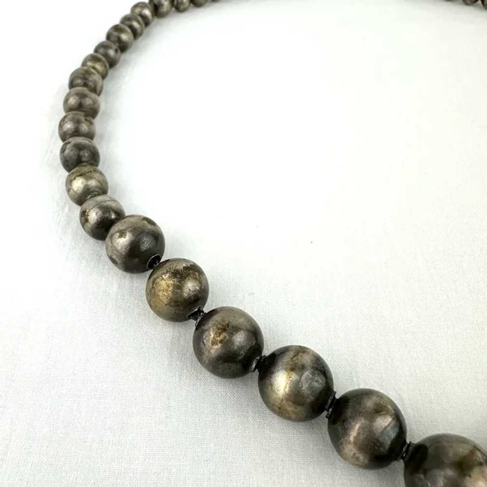 Early Mexican Silver Pearl Necklace with Malachit… - image 7