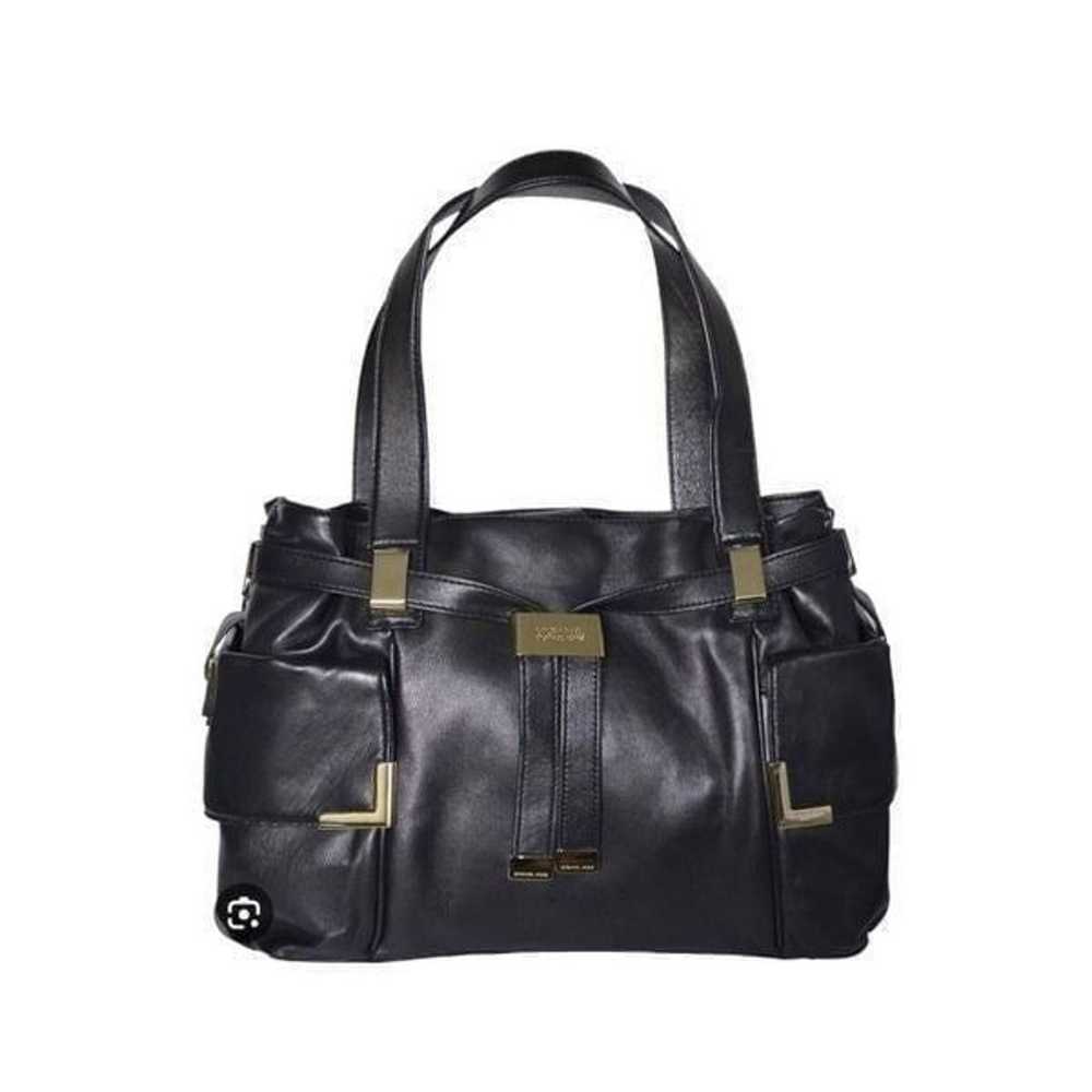 MICHAEL KORS Beverly Drawstring Black Leather Sat… - image 1