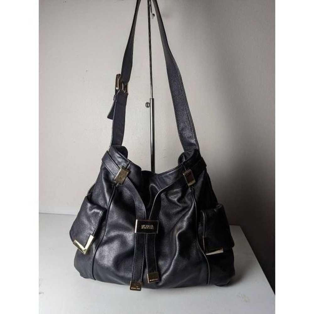 MICHAEL KORS Beverly Drawstring Black Leather Sat… - image 2