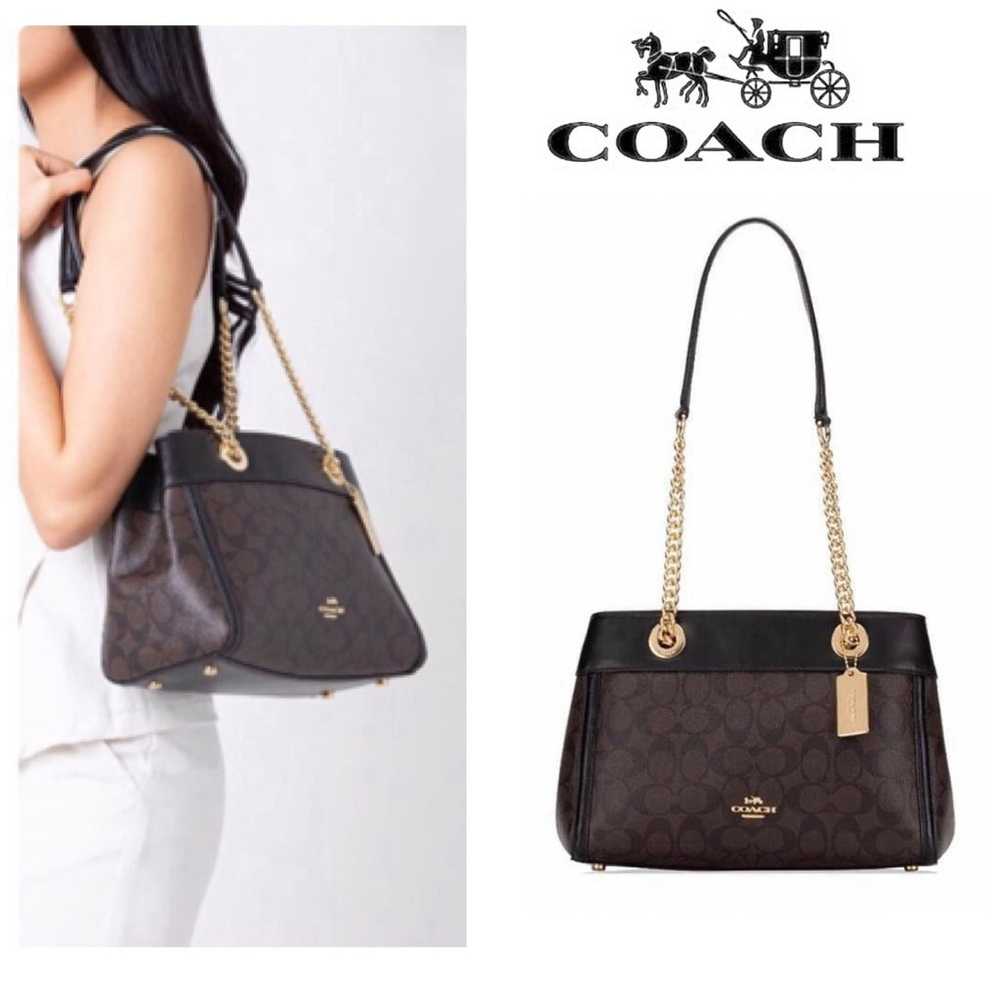 Coach Brooke Signature Gold Chain Carryall Should… - image 1