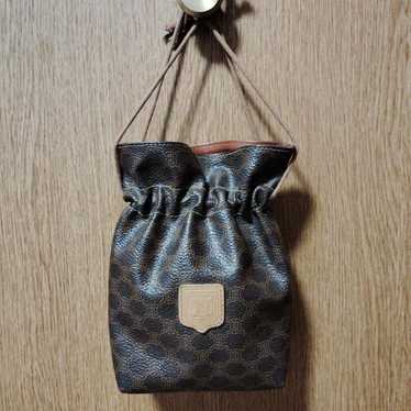 Celine Vintage ☆ Macadam Pattern Drawstring Pouch 