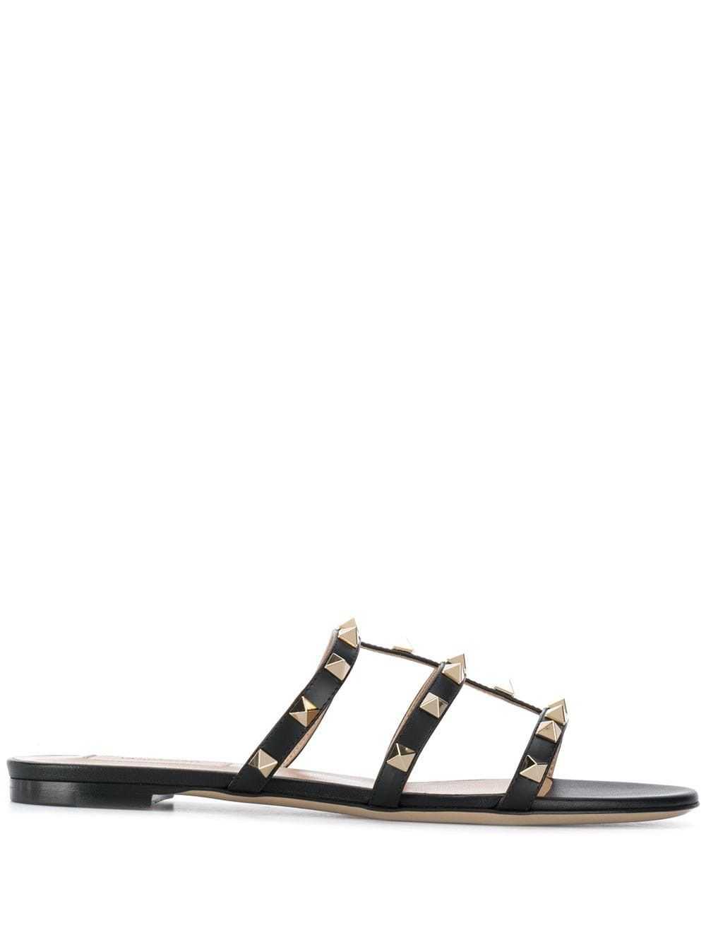 Valentino Garavani ROCKSTUD LEATHER FLAT SANDALS - image 1