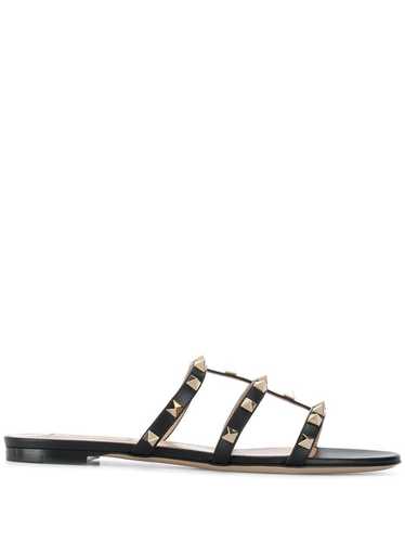 Valentino Garavani ROCKSTUD LEATHER FLAT SANDALS