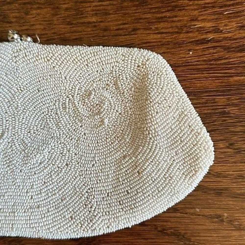 Vintage Walborg white small beaded snap top purse - image 3