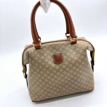 Rare 【CELINE】 Handbag Macadam Pattern PVC Beige