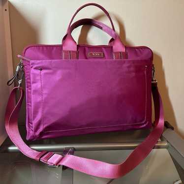 Tumi pink nylon padded laptop or tablet bag