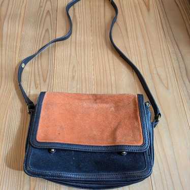 Steven Alan Orange and Navy Suede Shoulder Bag