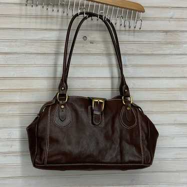 Cavalcanti Deep Brown Italian Leather Satchel Purs