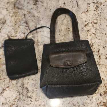 Liz Claiborne Vintage Black Tote Pebbled Look Atta