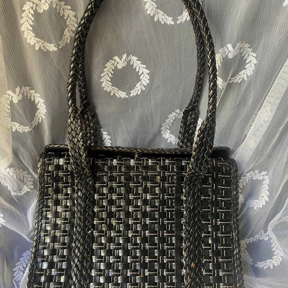 Vintage Elliott Lucca Woven Leather Black With Wh… - image 1