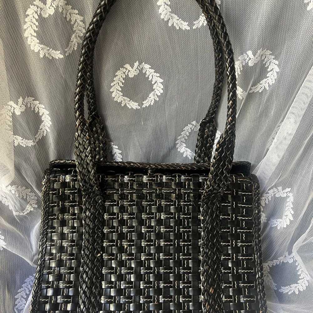 Vintage Elliott Lucca Woven Leather Black With Wh… - image 2