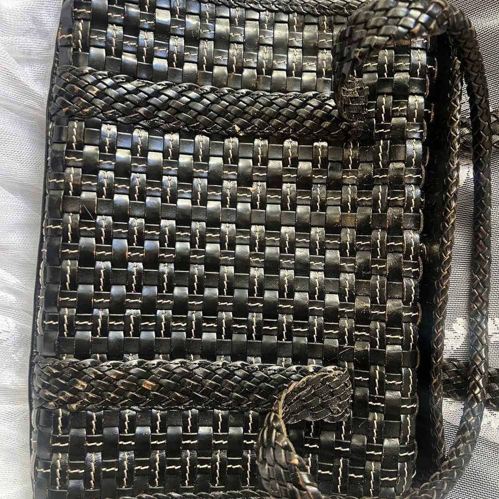 Vintage Elliott Lucca Woven Leather Black With Wh… - image 3