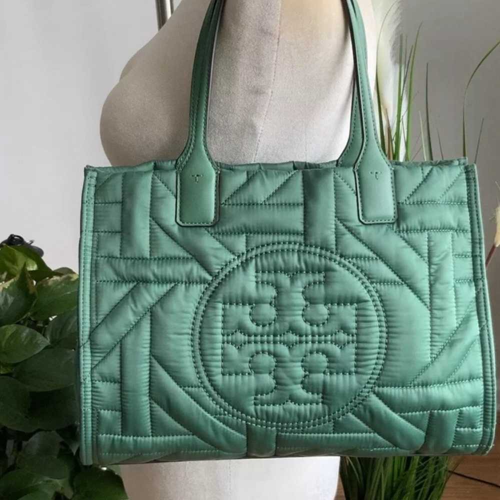 Tory Burch Ella Basketweave Tote Patina Green - image 2