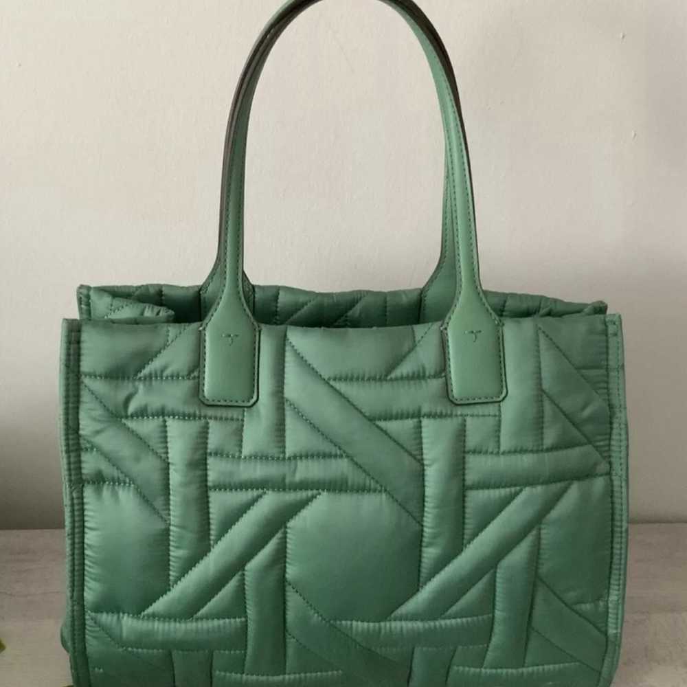 Tory Burch Ella Basketweave Tote Patina Green - image 8