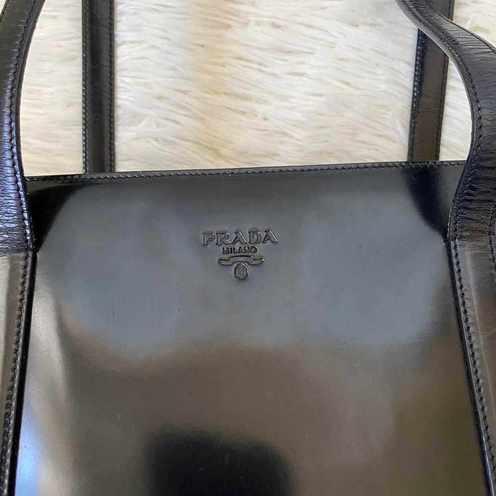 PRADA Tote Bag Patent Leather Logo Embossed Ename… - image 3