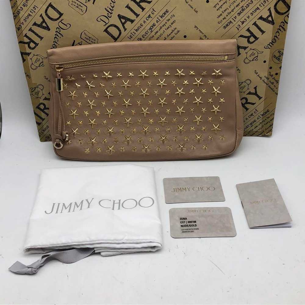 Jimmy Choo Pouch Handbag Star Studs Leather FL653 - image 10