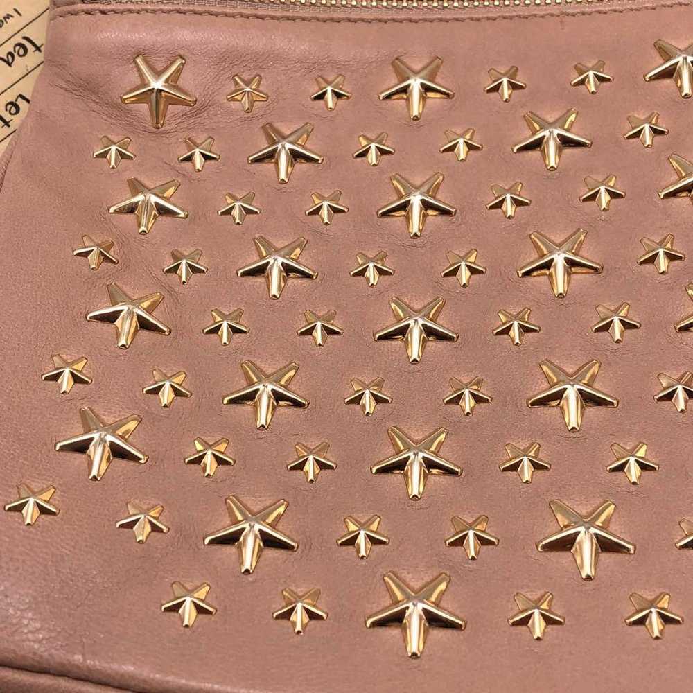 Jimmy Choo Pouch Handbag Star Studs Leather FL653 - image 4