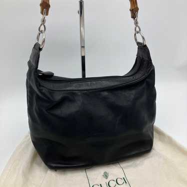 【Rare】GUCCI Bamboo All-Leather One Shoulder Bag