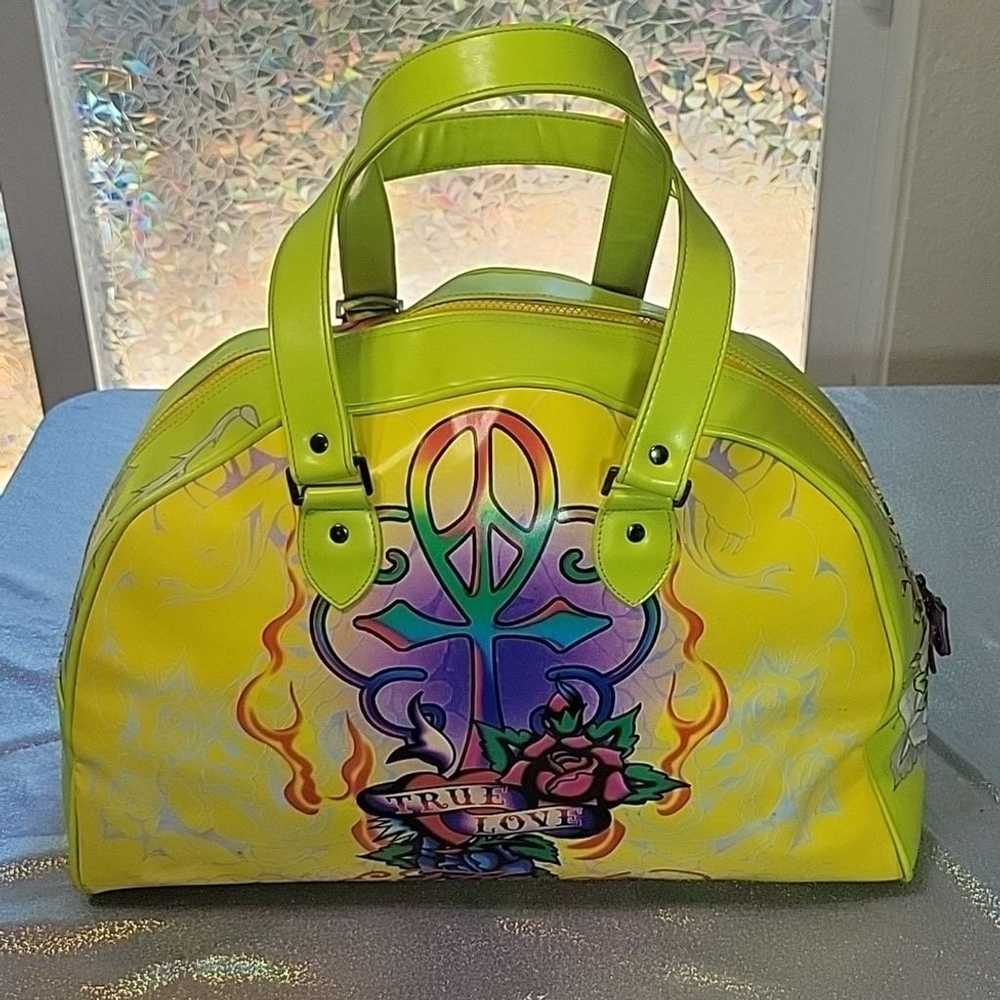 Y2K Vintage Ed Hardy XL Bowler Duffle Indian Prin… - image 3