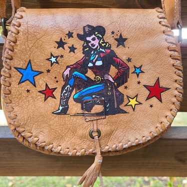 Custom hand painted cowgirl Bed Stu purse