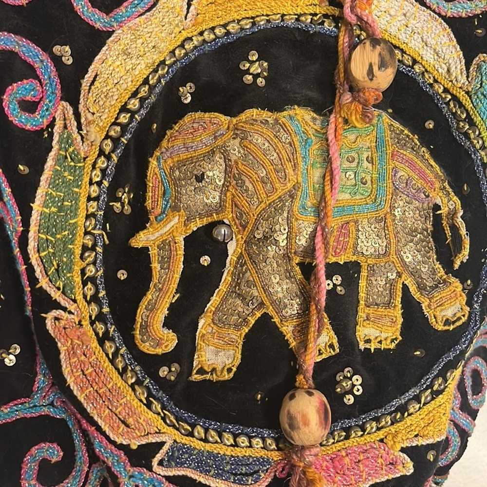 Vintage Beaded Elephant Purse Boho Hippy 70s Hand… - image 3