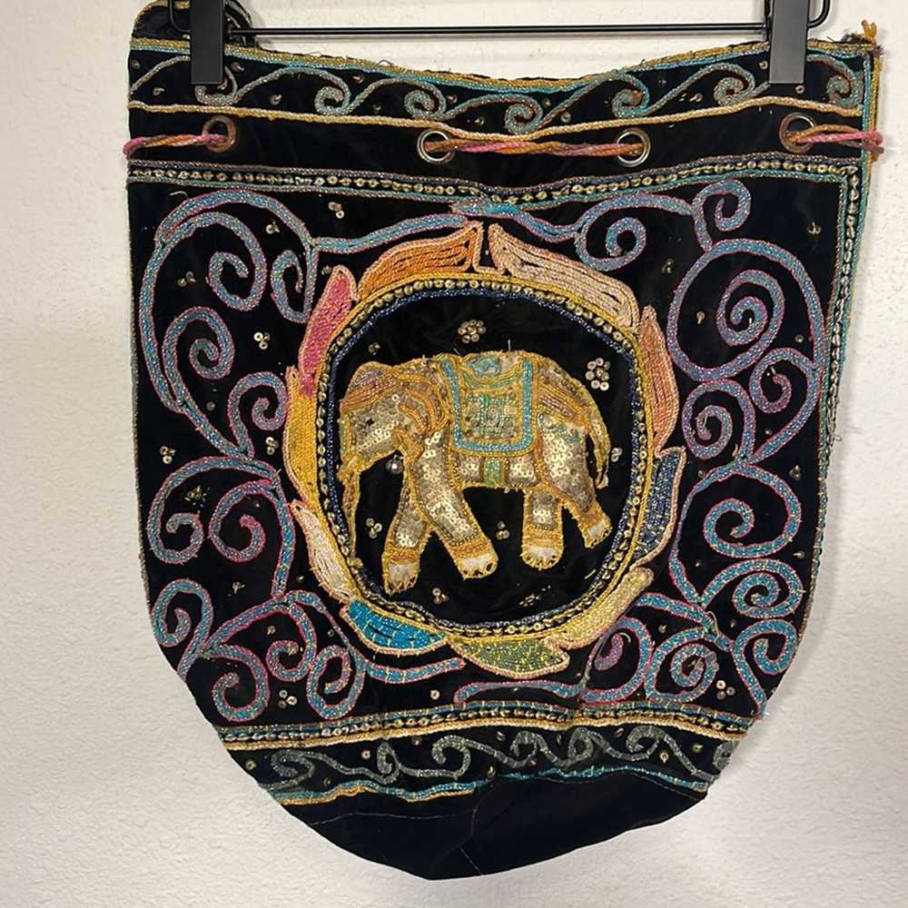 Vintage Beaded Elephant Purse Boho Hippy 70s Hand… - image 5