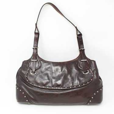 Vintage DKNY Studded Leather Shoulder Bag Brown - image 1