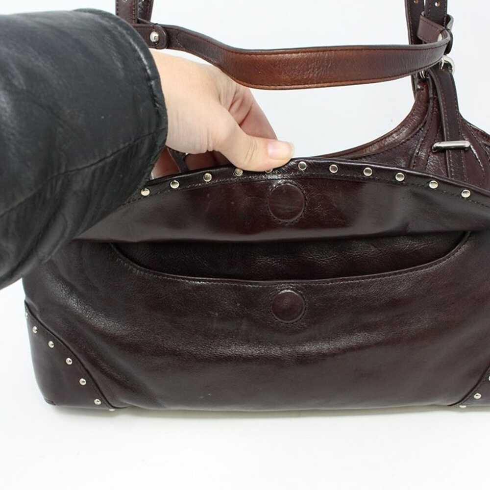 Vintage DKNY Studded Leather Shoulder Bag Brown - image 9