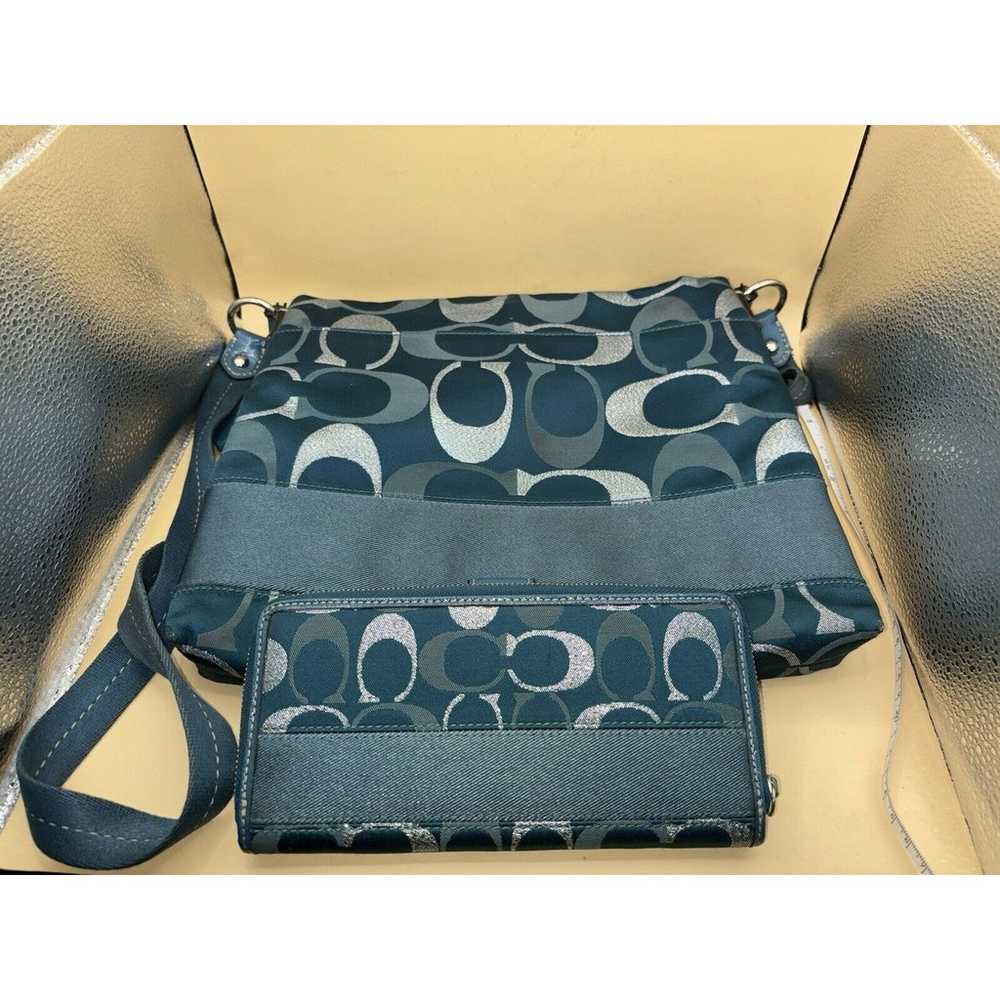 Coach 20430 Signature Teal File Bag And Wallet Lo… - image 2