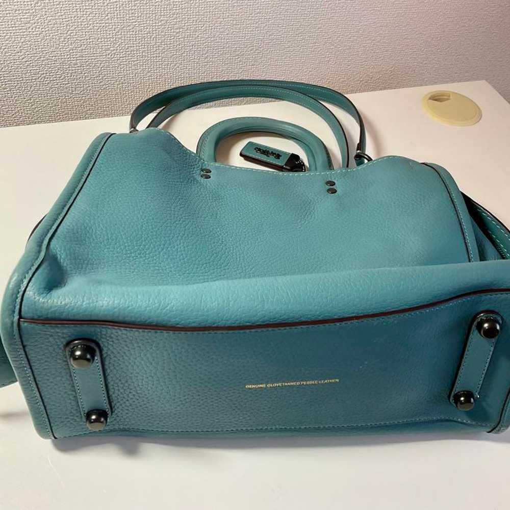 COACH Tote 2way Shoulder Bag in Blue Tone Genuine… - image 6