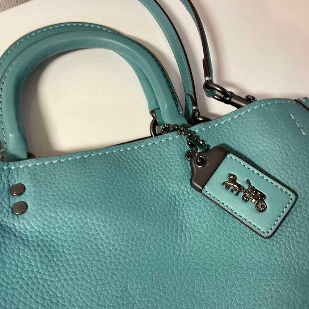 COACH Tote 2way Shoulder Bag in Blue Tone Genuine… - image 7