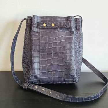 DeMellier London Gray/ Blue Mock Croc Naples Shoul