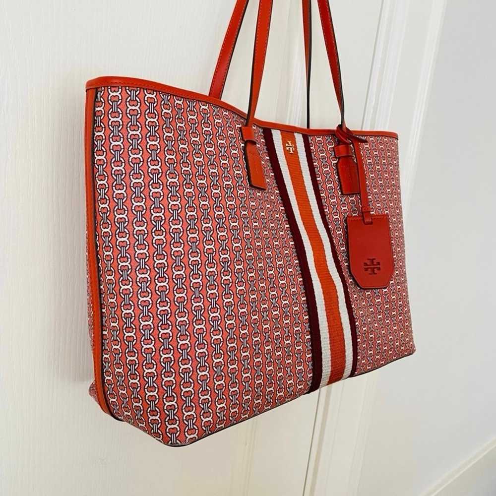 Tory Burch Coated Canvas & Leather Orange Gemini … - image 2