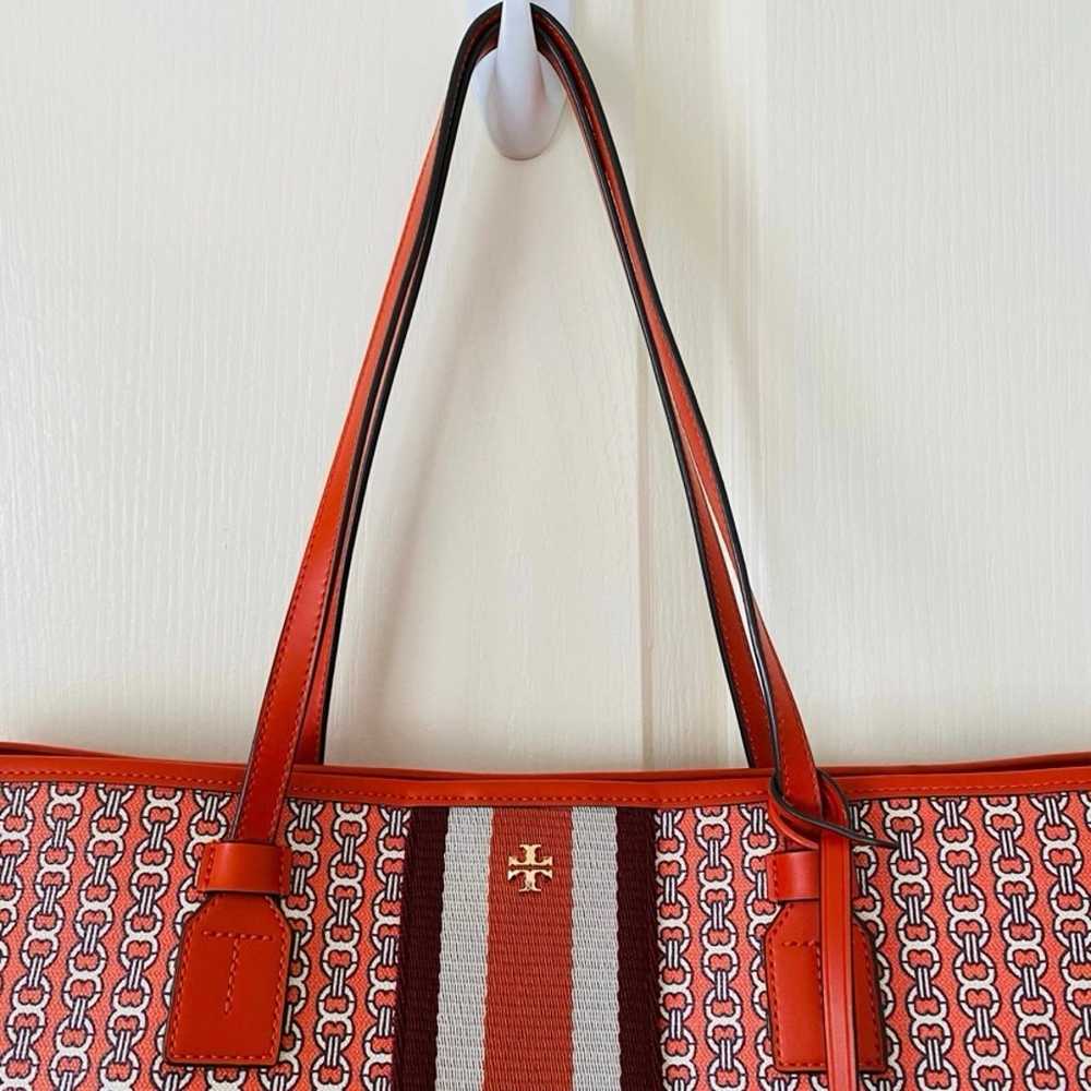 Tory Burch Coated Canvas & Leather Orange Gemini … - image 3