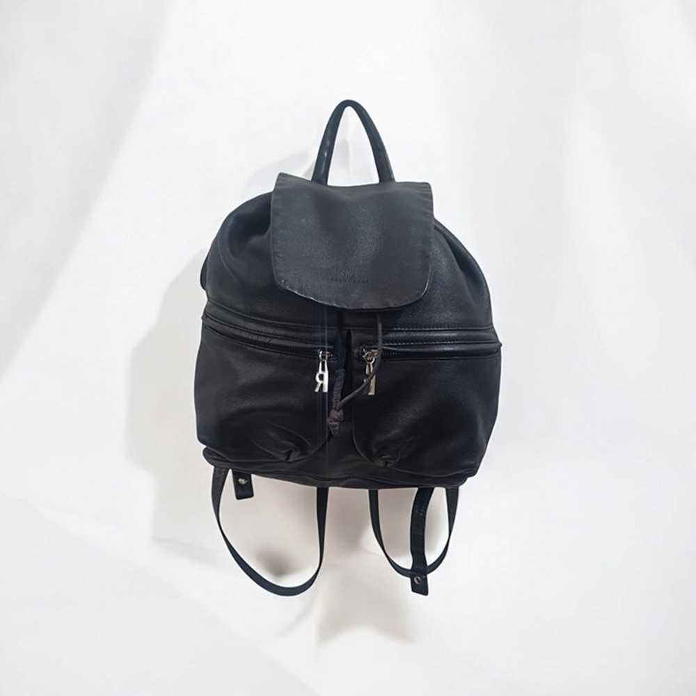 BRUNO ROSSI Black Leather Backpack Purse Bag - image 11