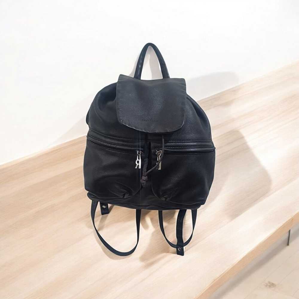 BRUNO ROSSI Black Leather Backpack Purse Bag - image 12