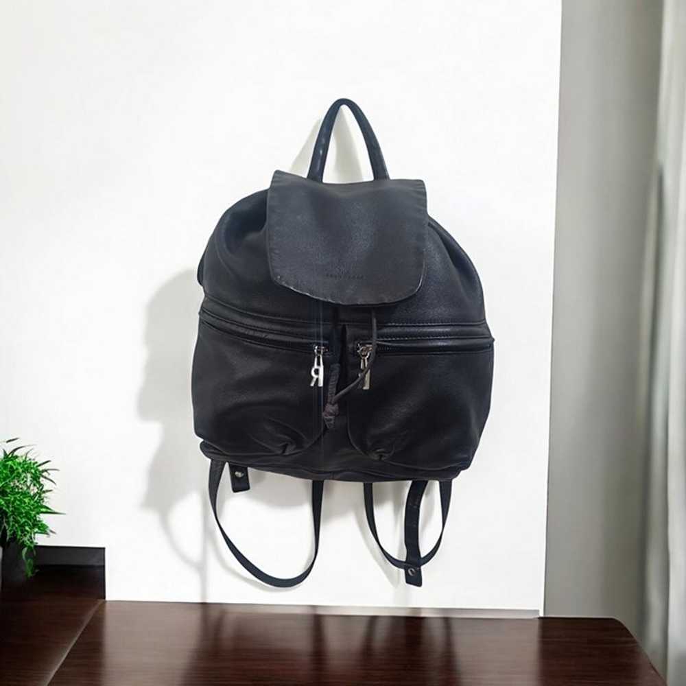 BRUNO ROSSI Black Leather Backpack Purse Bag - image 1