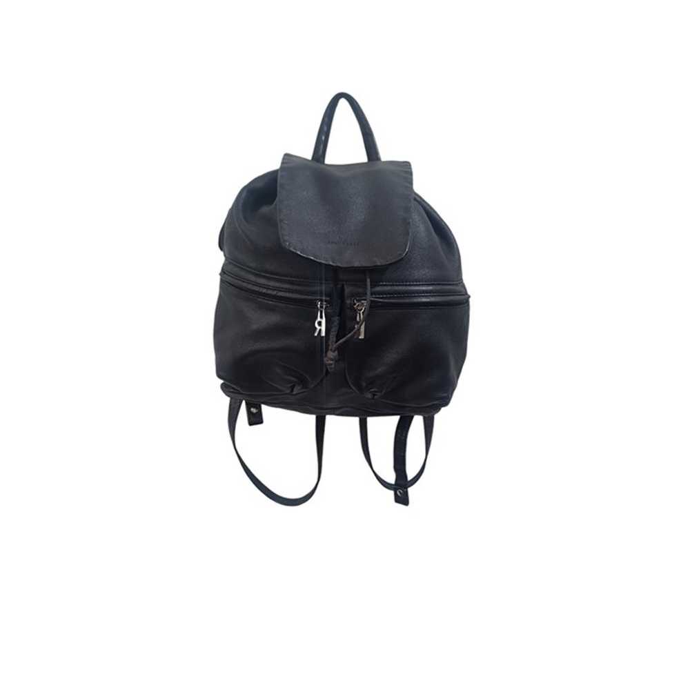 BRUNO ROSSI Black Leather Backpack Purse Bag - image 3