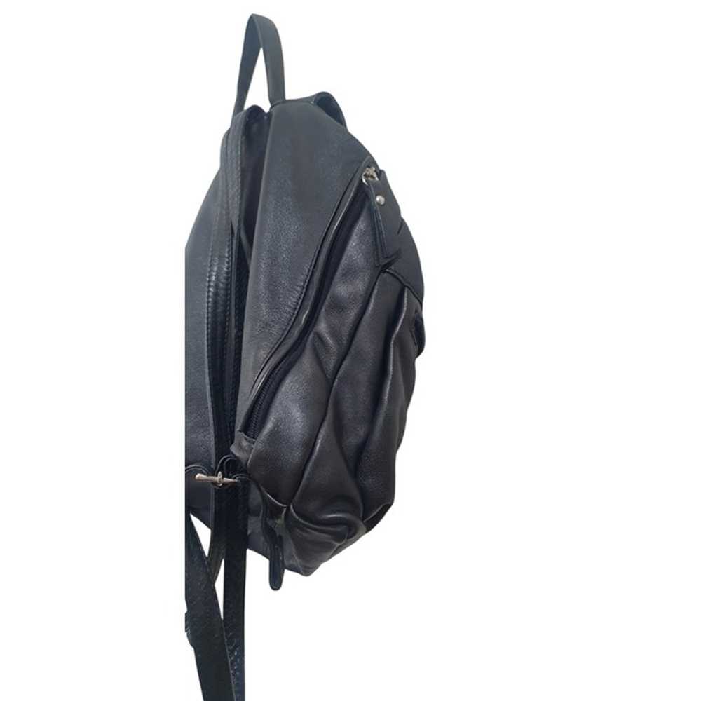 BRUNO ROSSI Black Leather Backpack Purse Bag - image 6