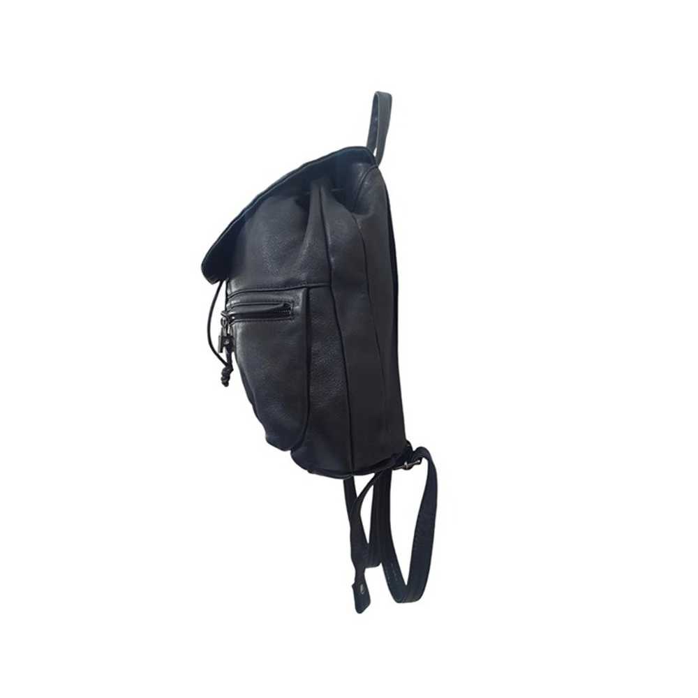 BRUNO ROSSI Black Leather Backpack Purse Bag - image 7